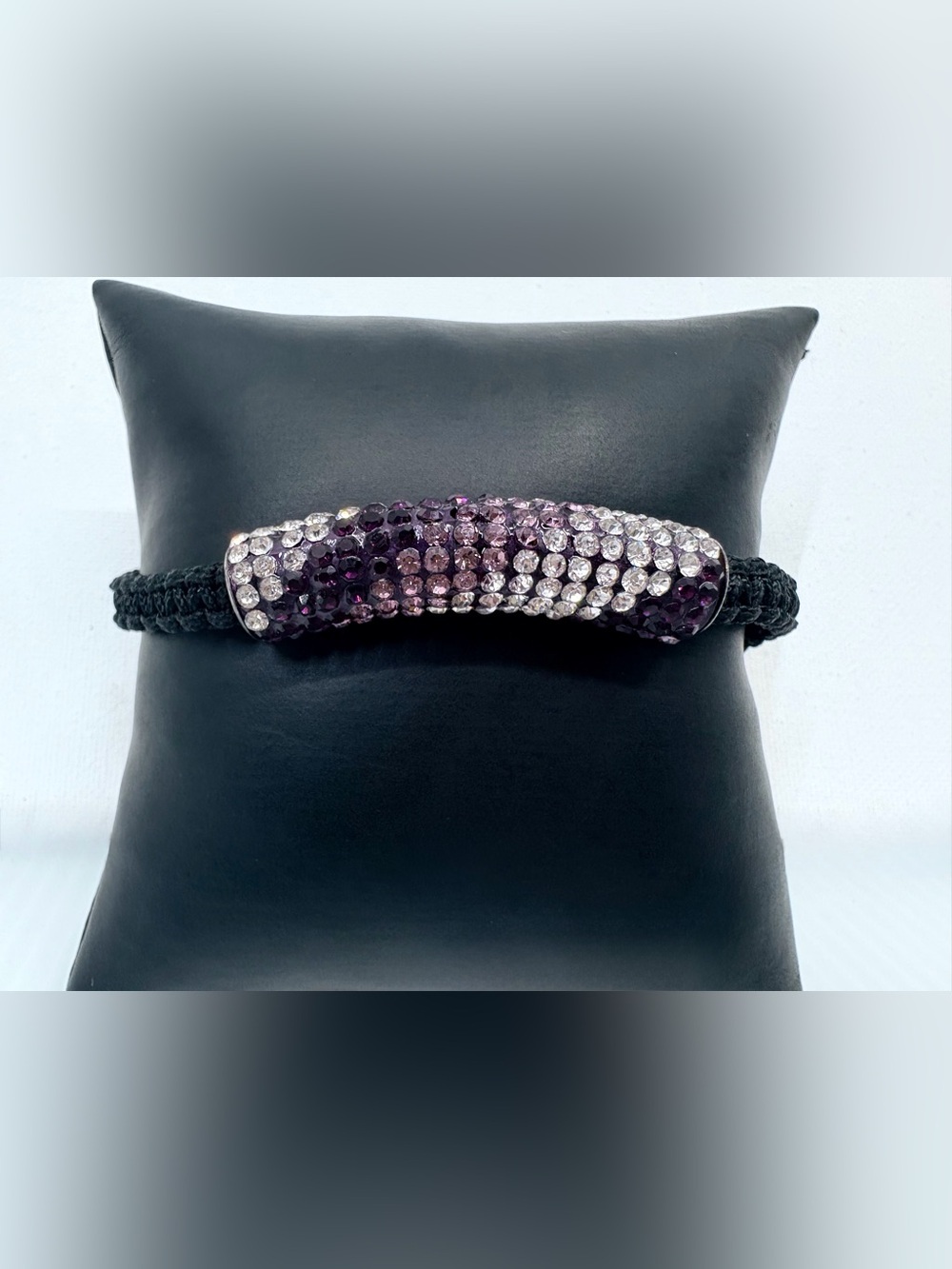 Purple and Clear Crystal Tube Bracelet Bead